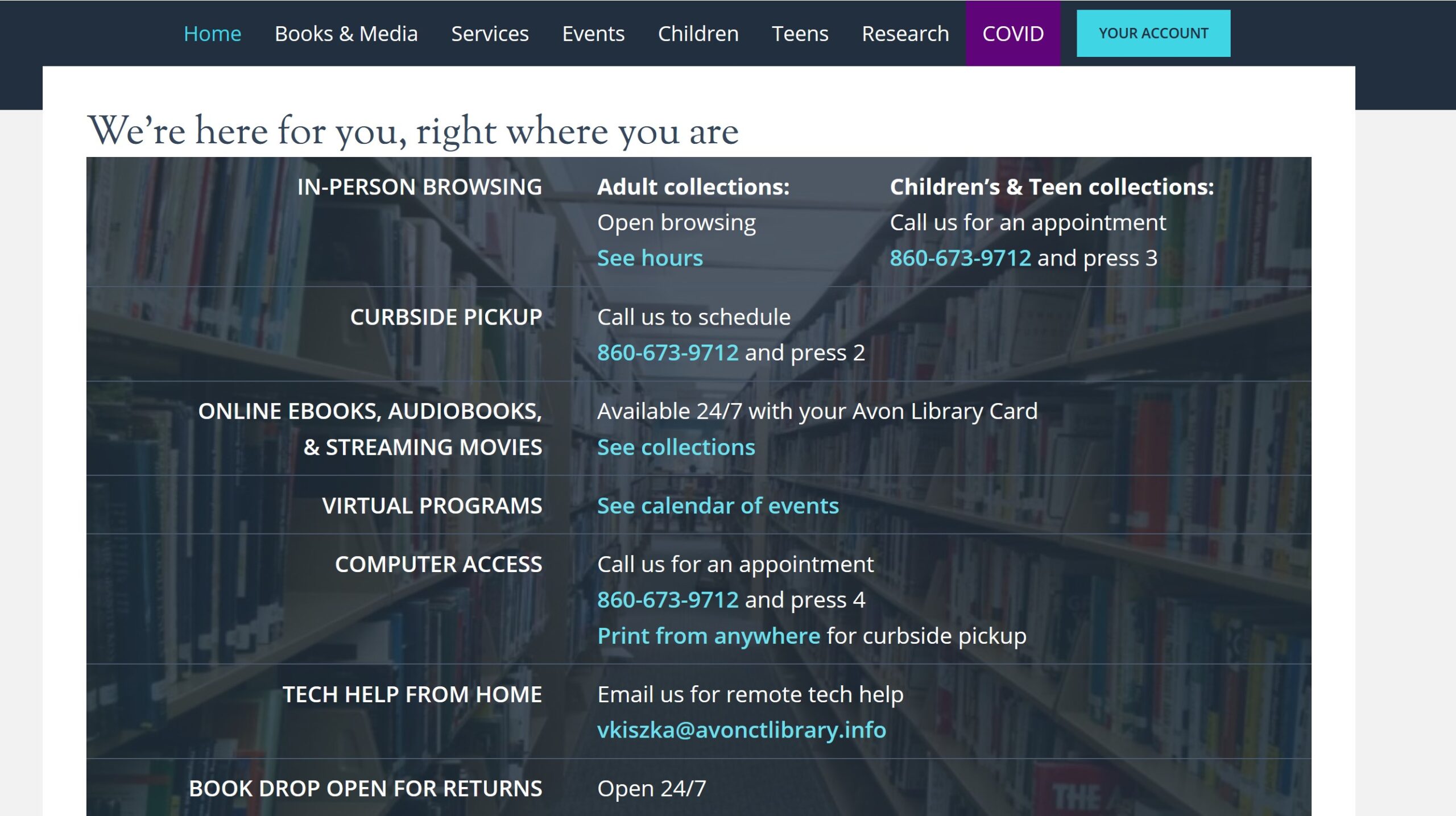 Desktop view of the 3rd version of the banner: a list of services all in one view